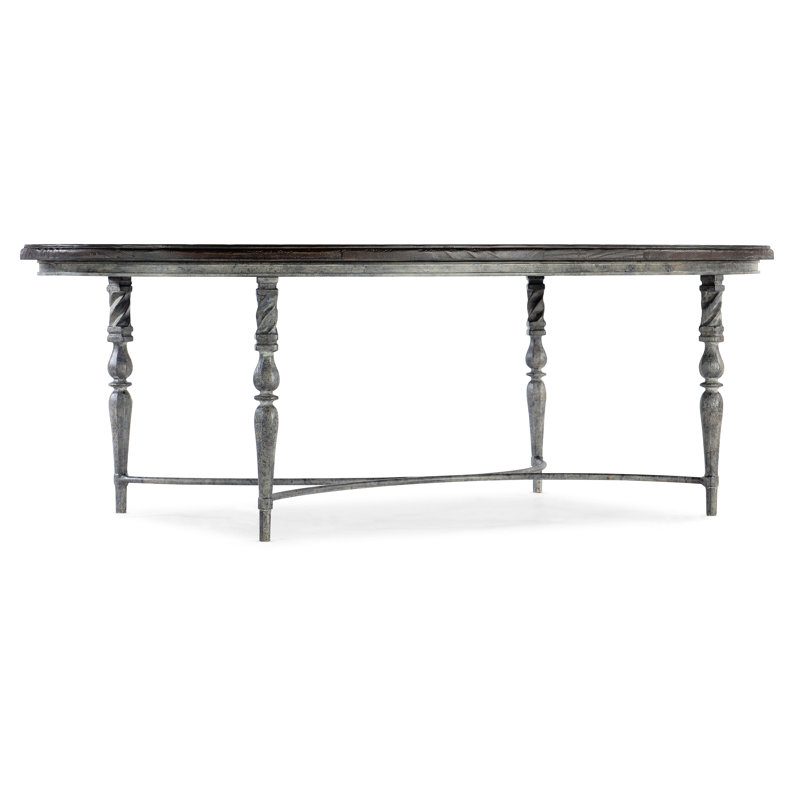 Maduro Finish Oval Wood and Metal Cocktail Table