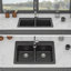 Évier de cuisine en quartz - Évier encastré à double cuve en composite de granite 33 x 22 x 9 po (50/50)