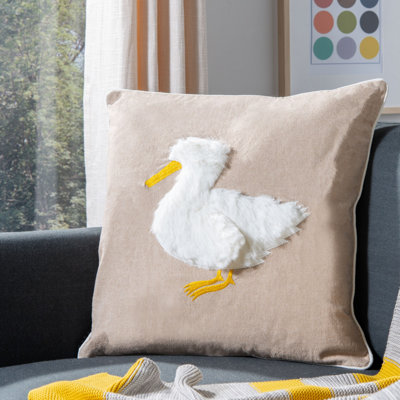 Furry Friends Quackadilly Goose Cotton Throw Pillow