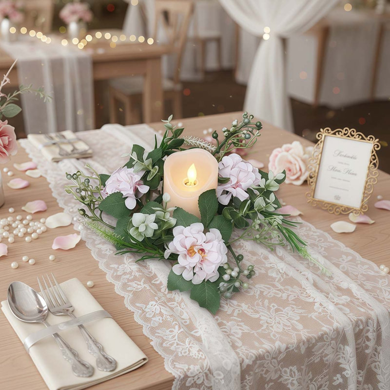 4 pièces d'anneaux de bougie réutilisables, décoration de bureau, dahlias artificiels, chandeliers, guirlandes, guirlandes artificielles pour décorations de table, accessoires de photographie de mariage