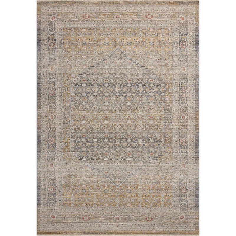 Chris Loves Julia x Loloi Ida Stone / Gold Area Rug, Rectangle 2'3" x 3'10"