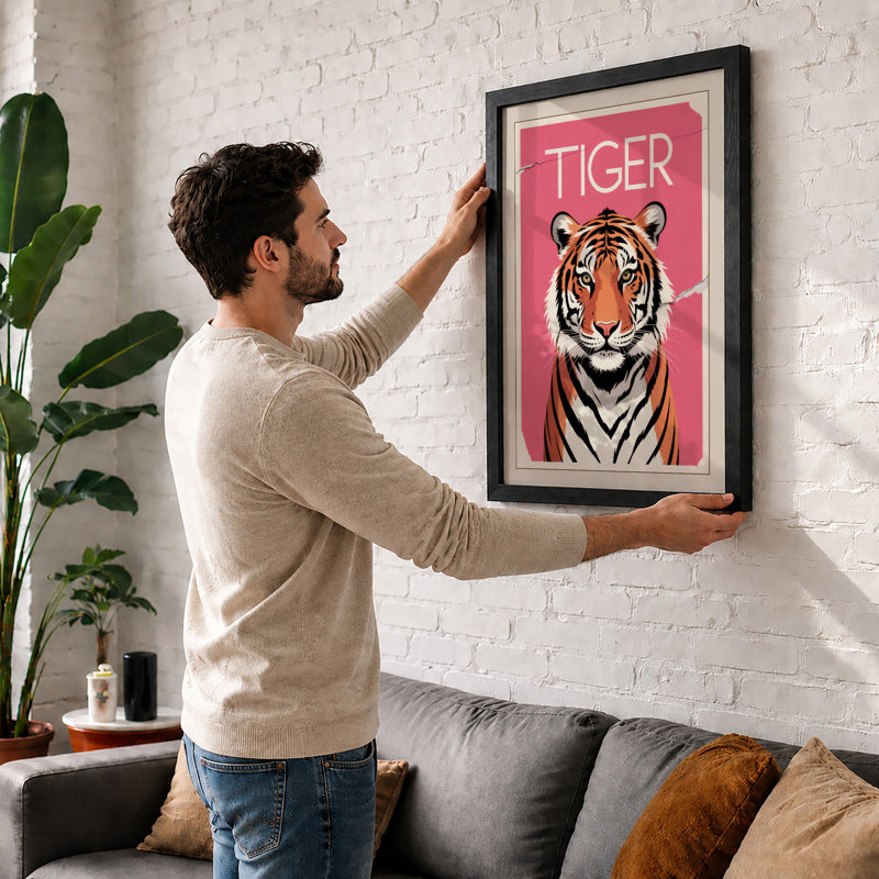 Tiger Head Icon Modern - Framed Print, Unframed, A3 - 42.0 x 29.7 cm