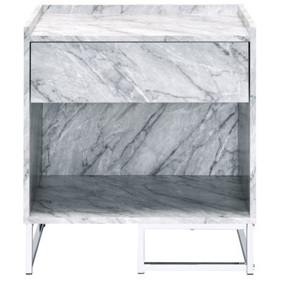 Table d'appoint moderne moderne en simili marbre et tablette avec tiroir pour la finition du salon - Accents Home