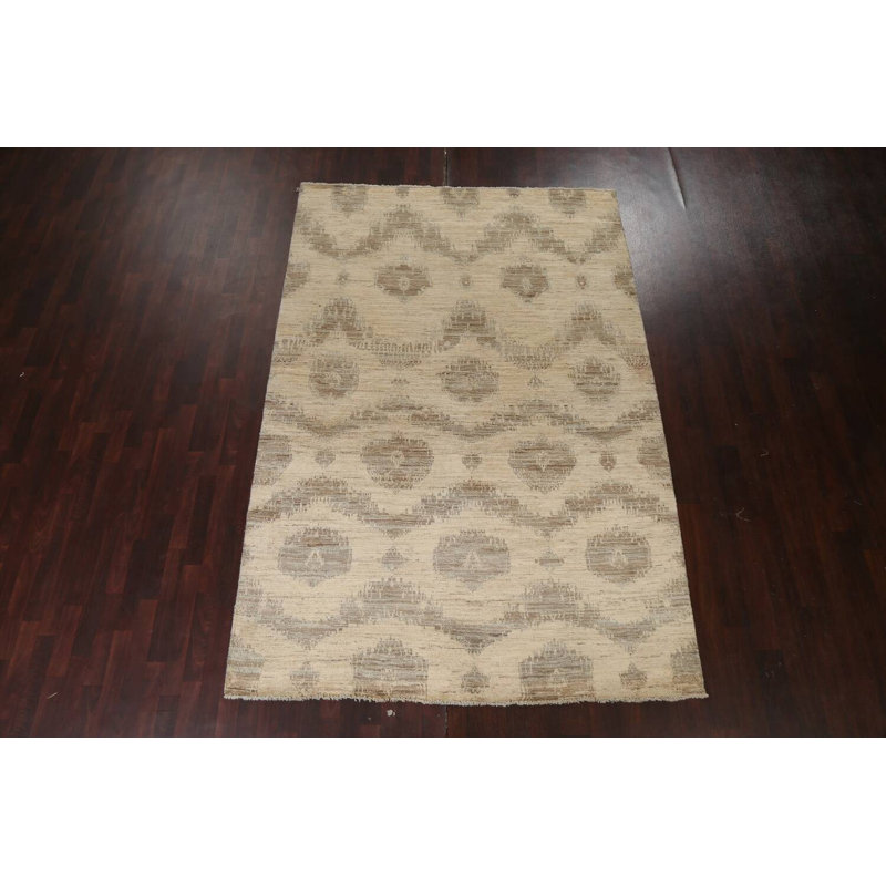 Tapis oriental marocain unique en laine à teinture végétale noué à la main 6 pi 8 po x 9 pi 10 po