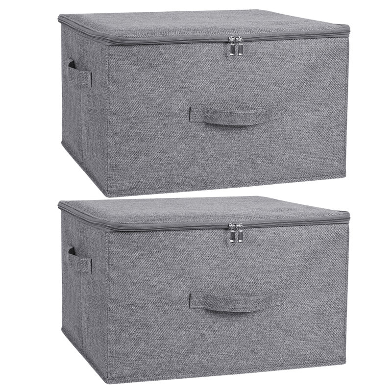 Rebrilliant Fabric Decorative Bin, 10" H x 18" W x 14" D, Gray