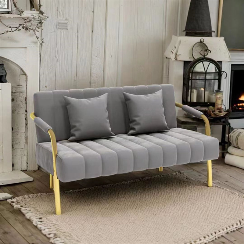Syhir 47.24'' Velvet Sofa, Gray Velvet