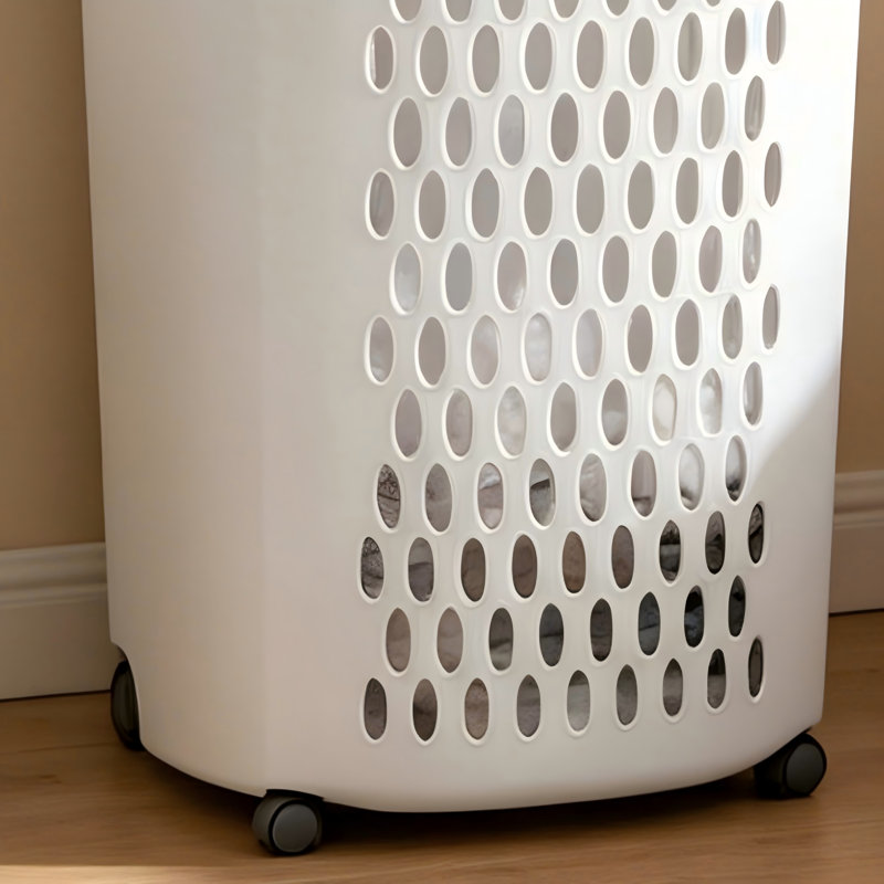 Portable Home Laundry Basket — Thickened White Plastic With Built-In Wheels And Handles; Effortlessly Store And Move Clothing