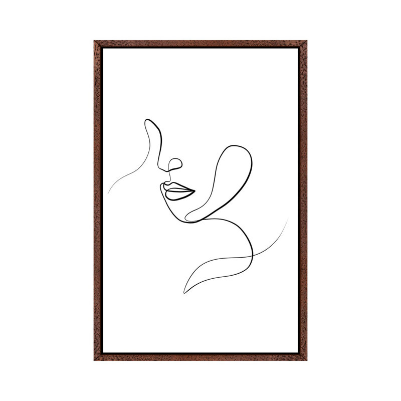 Femme Face III by Dane Khy - Painting on Canvas, 152.5 cm H x 101.5 cm W, Classic Brown Wood Framed Canvas