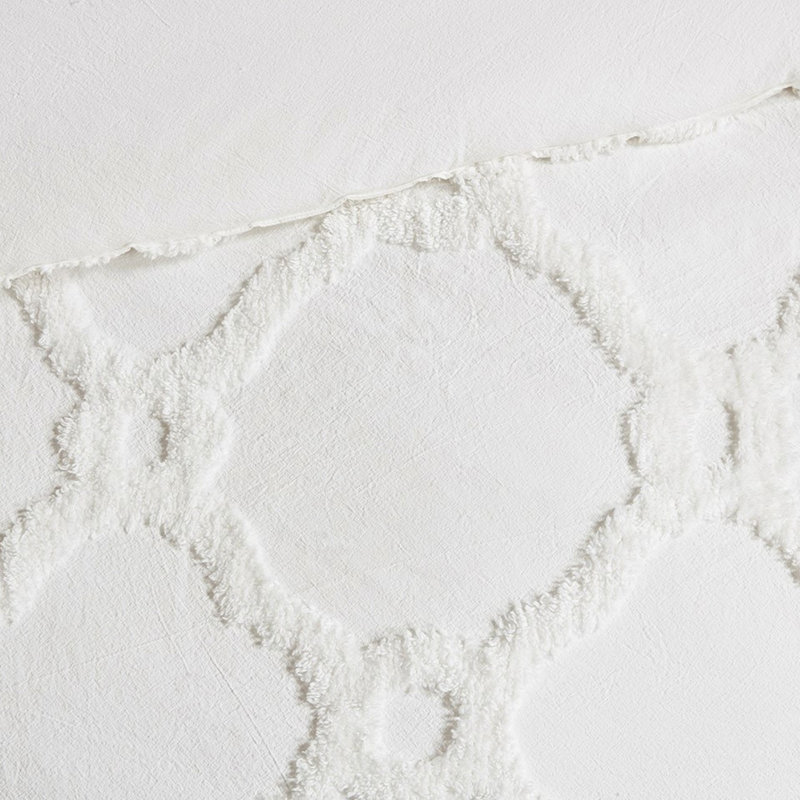 Literie très grand / très grand en chenille de coton. Géométrique. Remplir. 1 édredon et 2 taies décoratives. . Lavable à la machine en toute saison