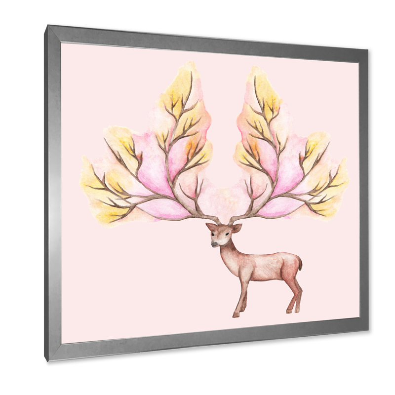 Deer Winter - on, H 16 po x l 16 po x P 1 po, Toile argentée avec cadre photo