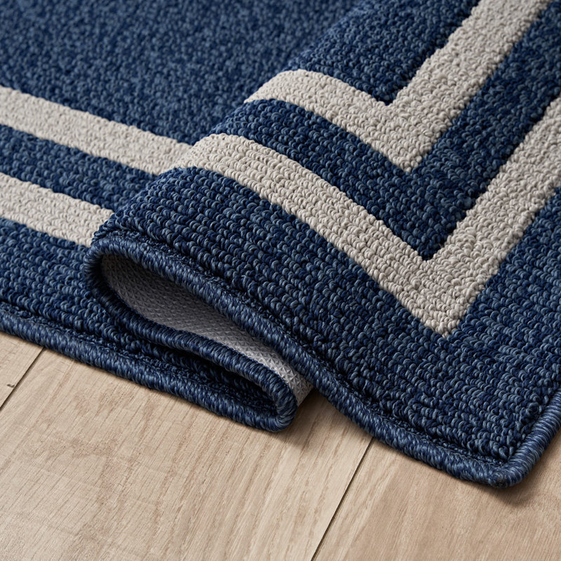 Nautica Double Line Machine Washable All Loop Tufted Rugs 1-Piece, Rectangle 2'2" x 6'