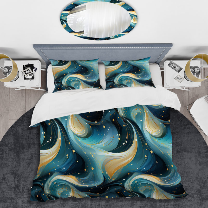 Ensemble de housse de couette Blue I, Housse de couette simple + 1 taie décorative stan