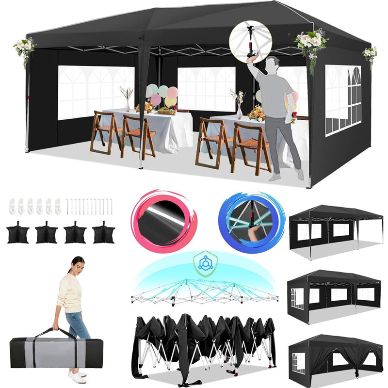236'' W x 118'' D Metal Canopy, Black
