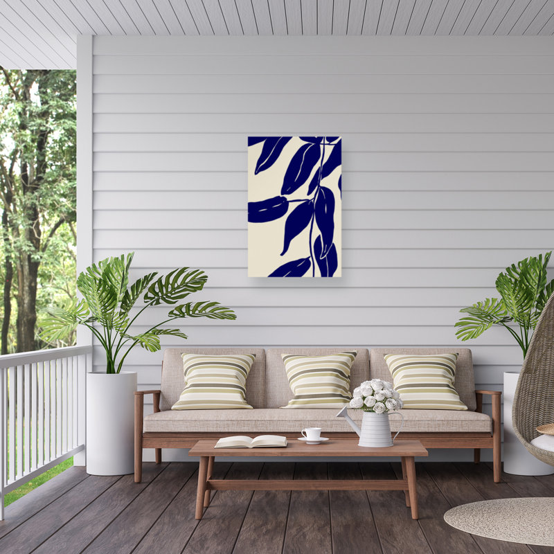Treechild Blue Leafs Outdoor  Canvas, 30" H x 47" W