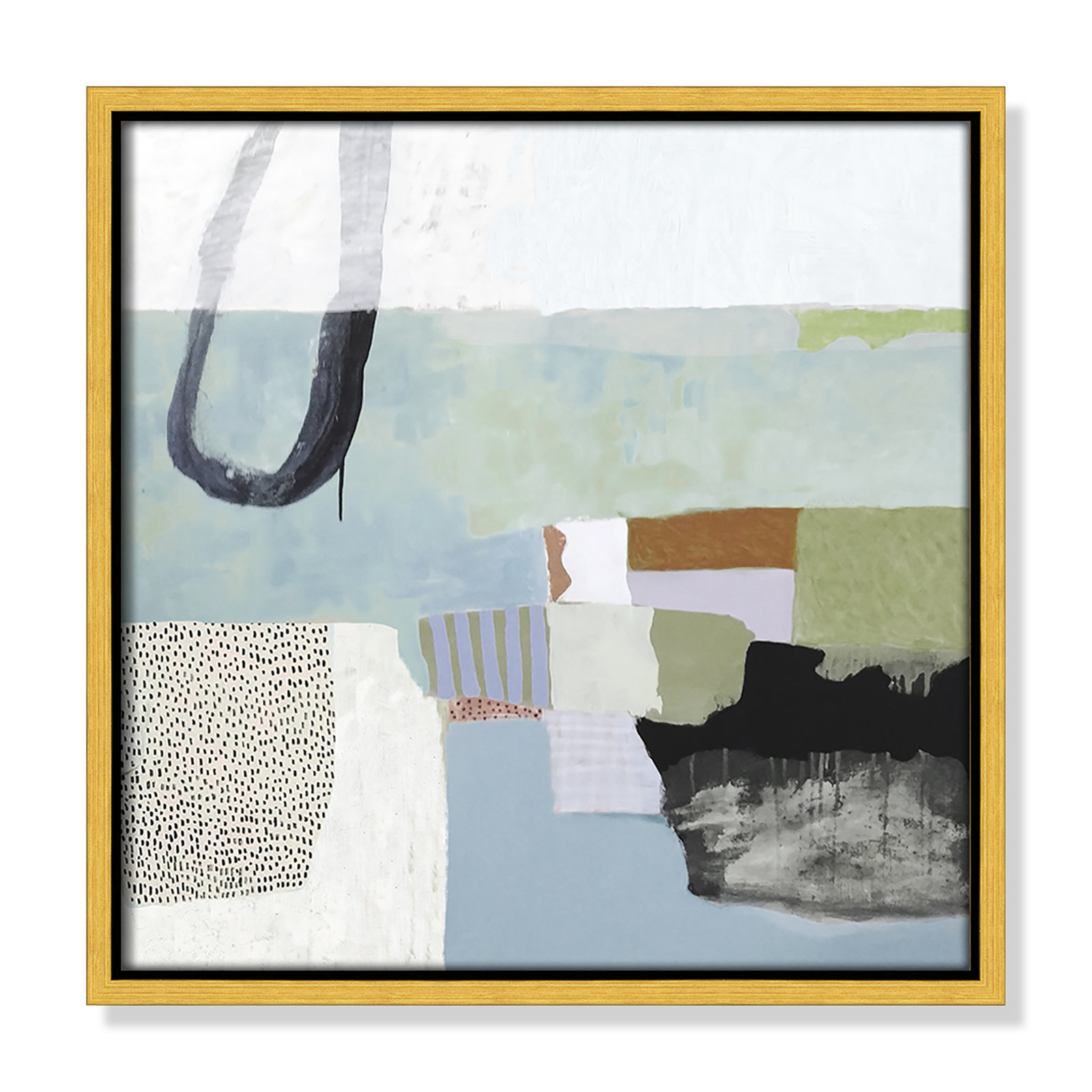 Blue Rhythm by Nathaniel Mather - Painting Print, Gold Framed Canvas, No Mat, 13.5" H x 13.5" W x 2" D