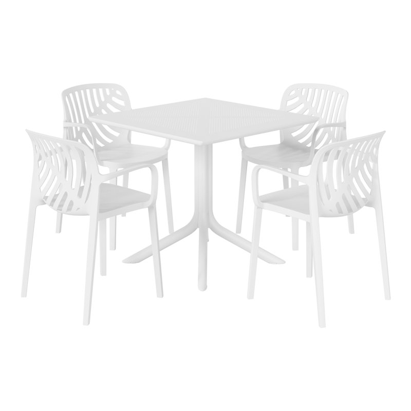 Ensemble repas carré pour 4 personnes, Blanc