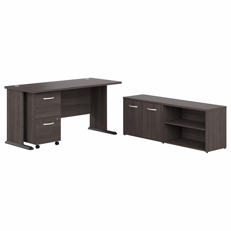 Studio A 3 Piece Writing Desk Office Set, Storm Gray