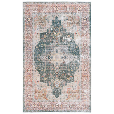 Maglio Oriental Machine Woven Polyester Area Rug in Green/Brown