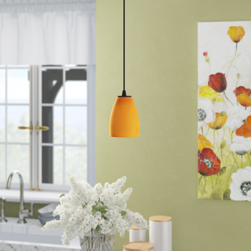 Luminaire suspendu 1 cloche pour une cloche Phinney, Ambre, Bronze huilé