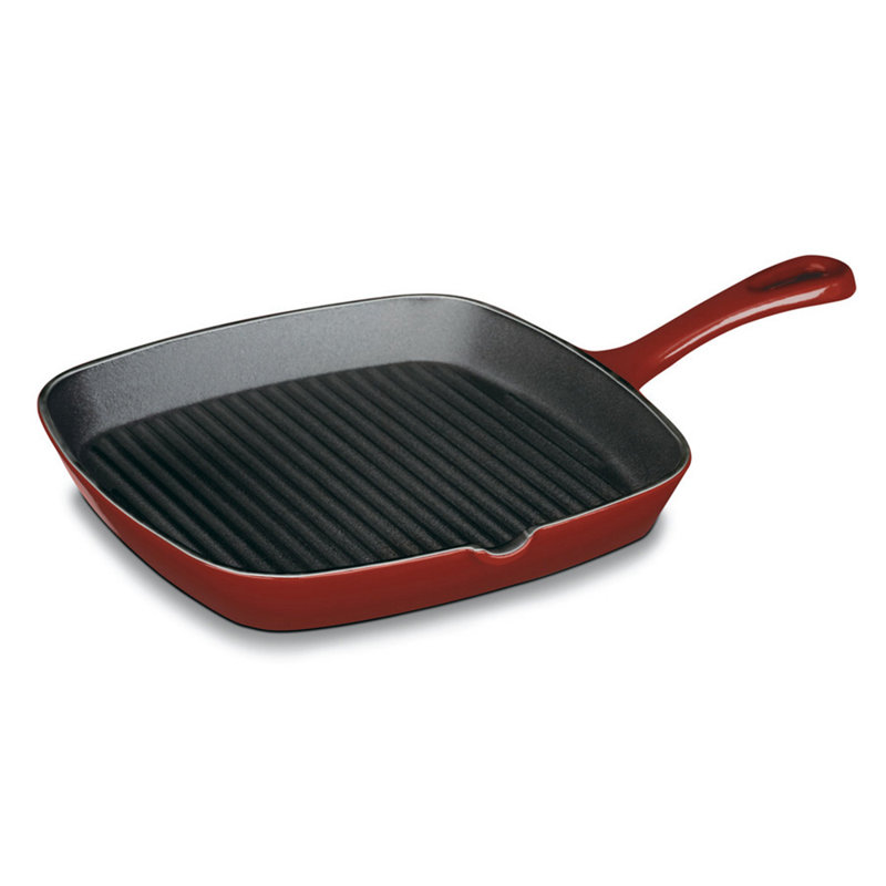 Cuisinart 9,25 po Poêle gril en fonte antiadhésive, Rouge