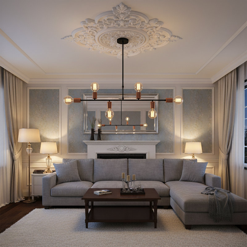 Lustre spoutnik linéaire moderne à 6 lumières