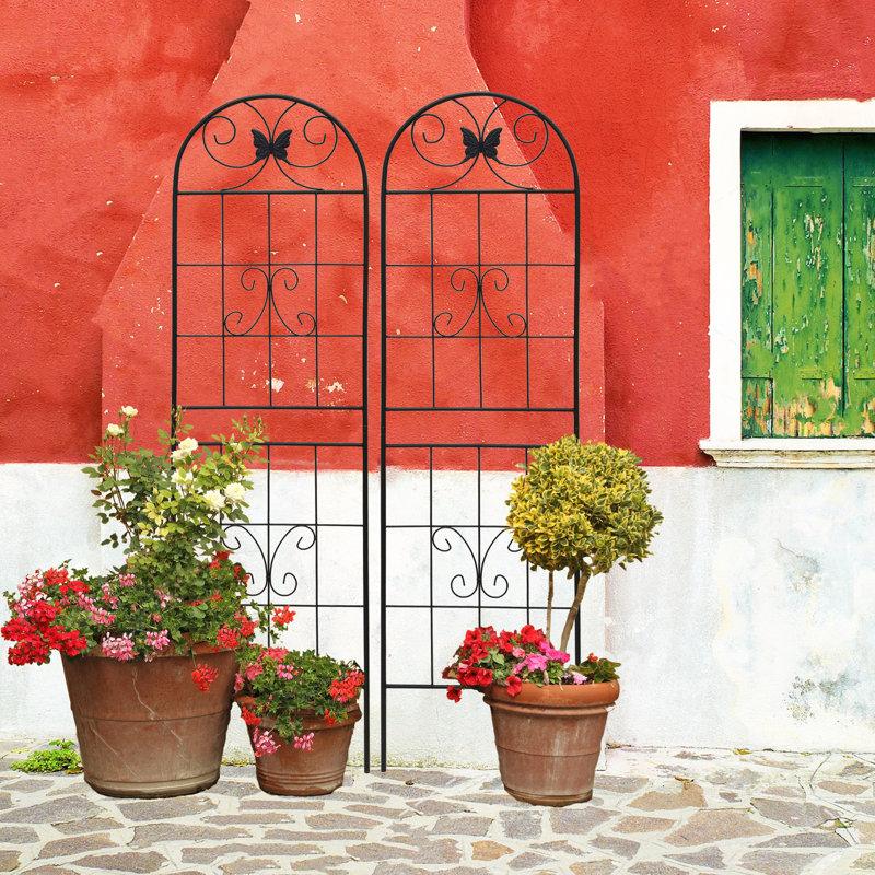 Ensemble de 2 treillis de jardin antirouille en métal 19,7 po, H 71 po x l 19,7 po x P 1 po