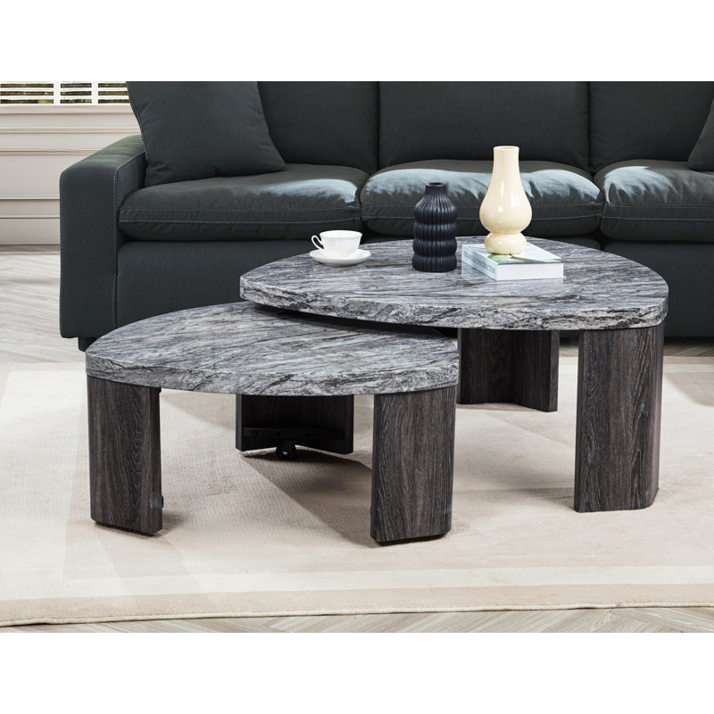 Nesting Granite Grey 2 Pieces Coffee Table