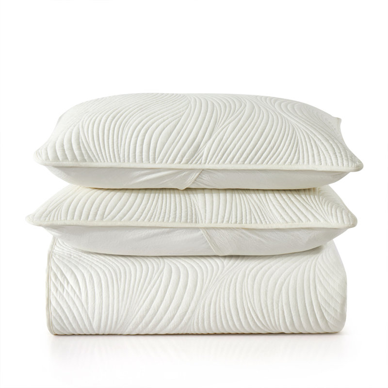 Ensemble de couvre-lit réversible en microfibre, Courtepointe très grand + 2 taies d'oreiller stan, Ivoire