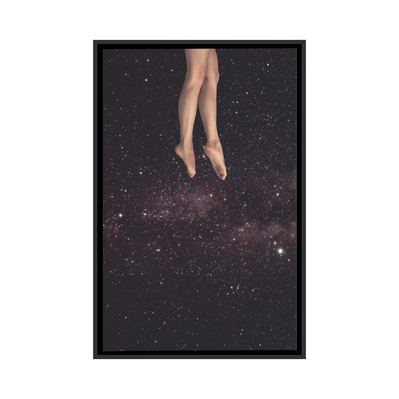" Hanging In Space " by Fran Rodriguez, 26" H x 18" W x 1.5" D, Black Framed Canvas, No Mat