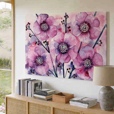 Toile, un arrangement délicat de grandes fleurs roses translucides avec un doux art mural aux pétales arrondis révèle des détails complexes comme l'art mural sur toile