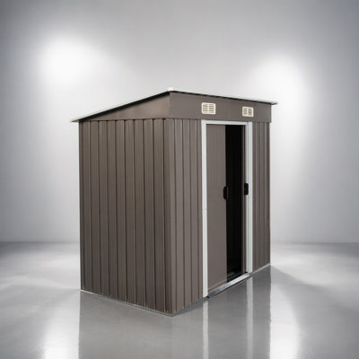 Durable 6ft x 4ft Outdoor Metal Storage Shed with Galvanized Steel and Punched Vents for Weather Resistance