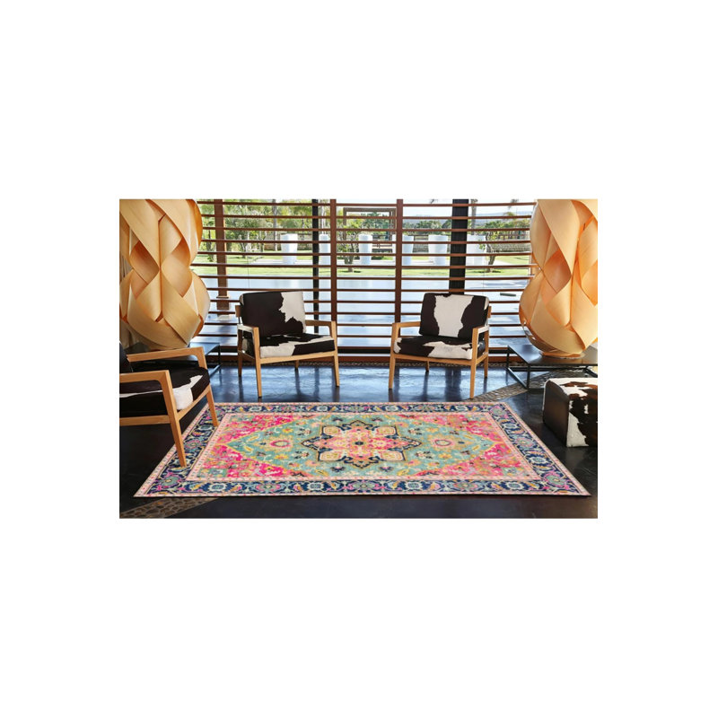 Tapis décoratif rose à motif traditionnel, Tapis de couloir 3 pi 4 po x 9 pi 11 po