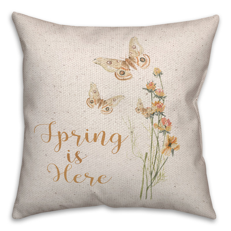  Butterfly Spring Here Throw Pillow