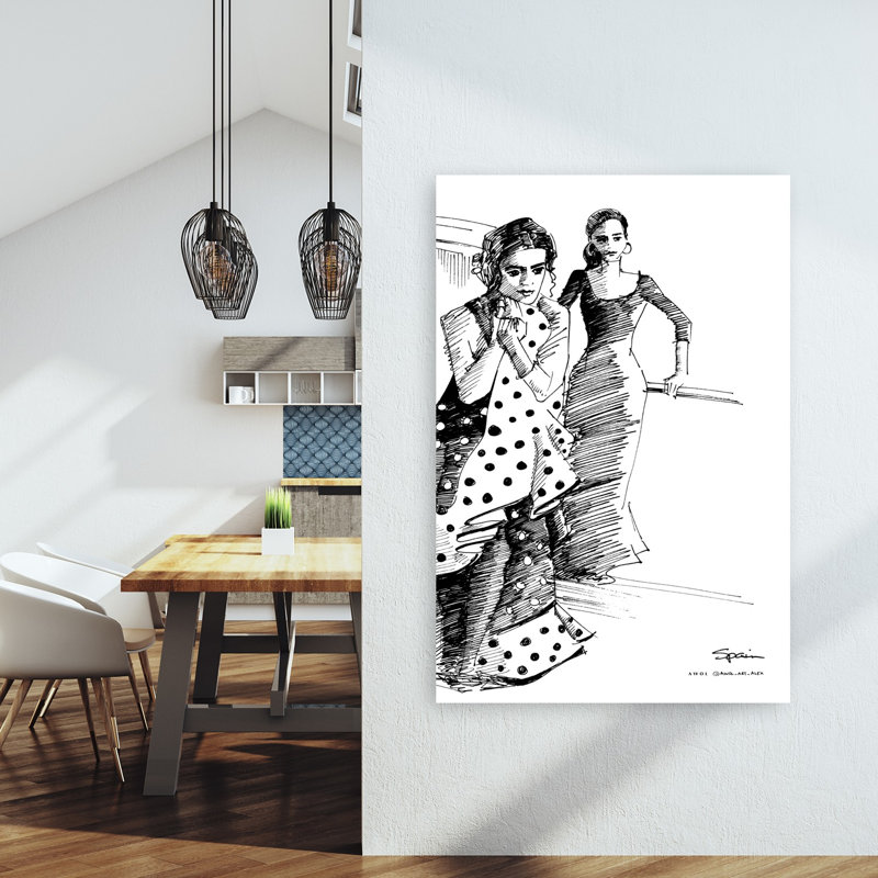 Elegant Flamenco Polka Dots Classic Elegant Traditional Wall Art Print 1 Piece Wrapped Canvas Wall Art, 152.4cm H x 101.6cm W
