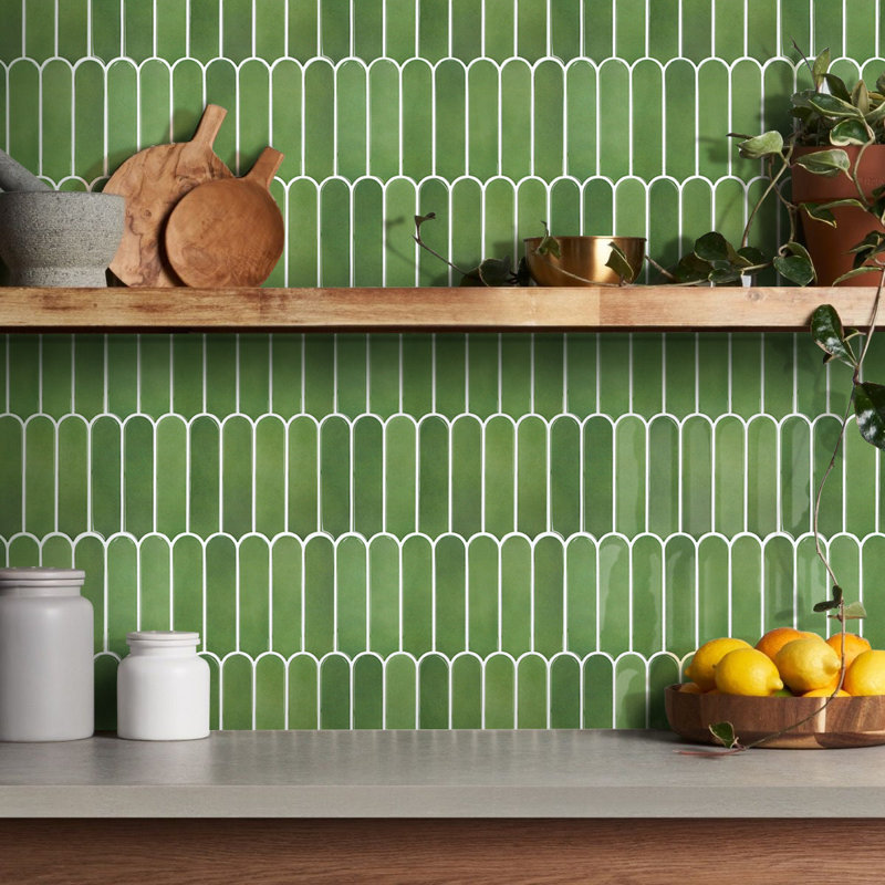 Carreaux de dosseret à écailles de poisson - motif plus épais 12 po x 12 po (ensemble de 10), Vert