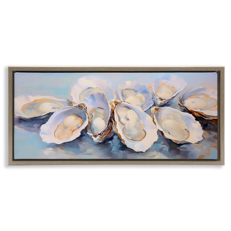  "Aquatic Oyster Bunch", art mural sur toile flottante par Arlington Prints, H 11 po x l 25 po