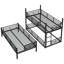 Lit superposé simple au-dessus d'un lit simple avec garde-corps de sécurité, structure de lit superposé triple en métal robuste avec escalier latéral, peu encombrant pour petite chambre, appartement, famille multi-enfants, utilisateurs partagés, conception à bruit réduit, aucun sommier nécessaire , Noir-1306661869-1306661868