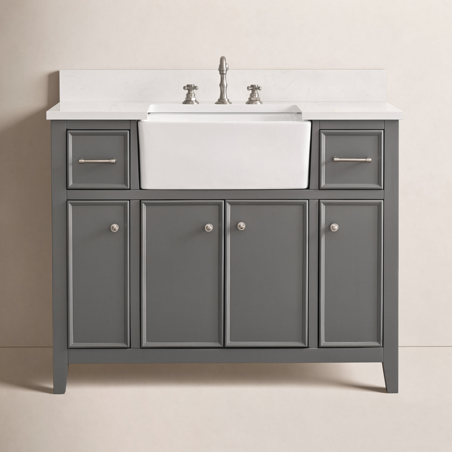 Aisa 42" Pine Single Bathroom Vanity, Gray/Brushed Nickel