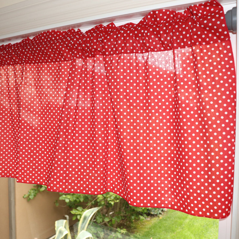 Cantonnière à mini pois, Blanc /Rouge, L 58 po x L 16 po