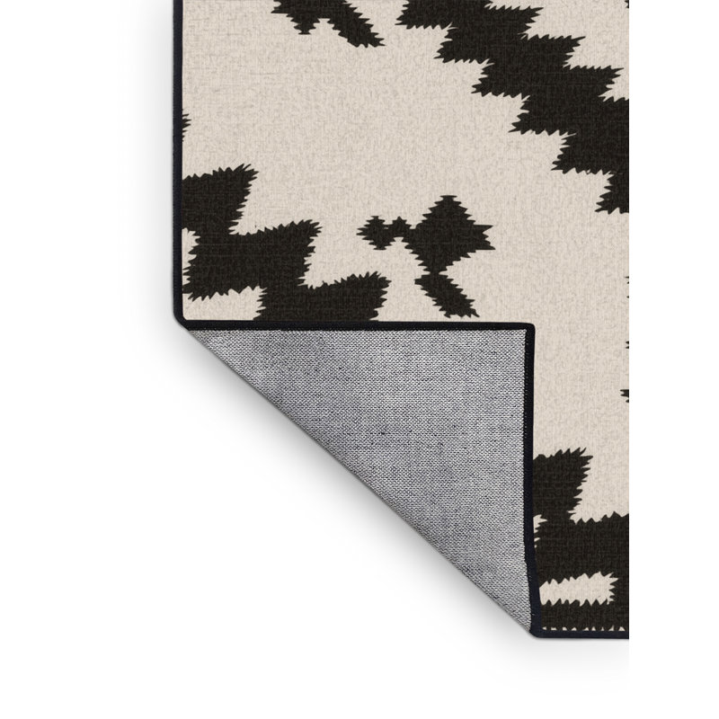 Tapis géométrique beige lavable à la machine Osiyo, 8 x 12