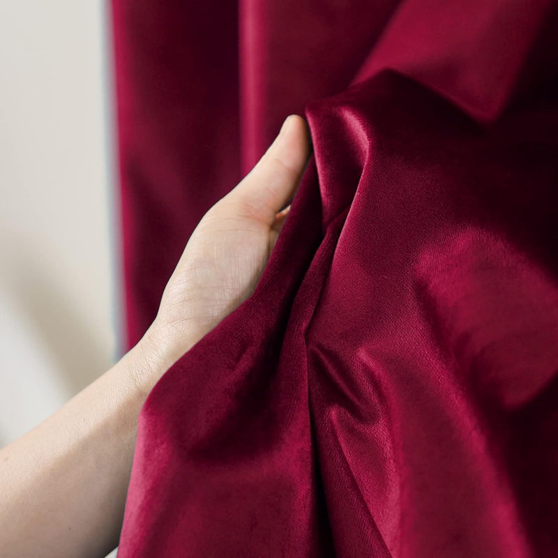 Velvet Blackout Curtain Pair, 52" W x 108" L, Burgundy