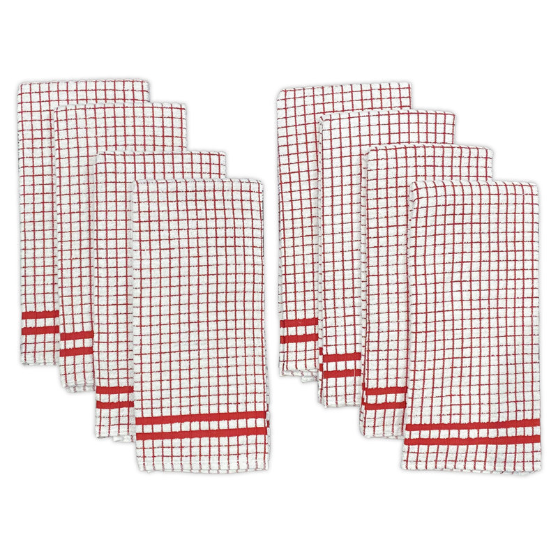 Serviette de cuisine en coton à carreaux, Rouge