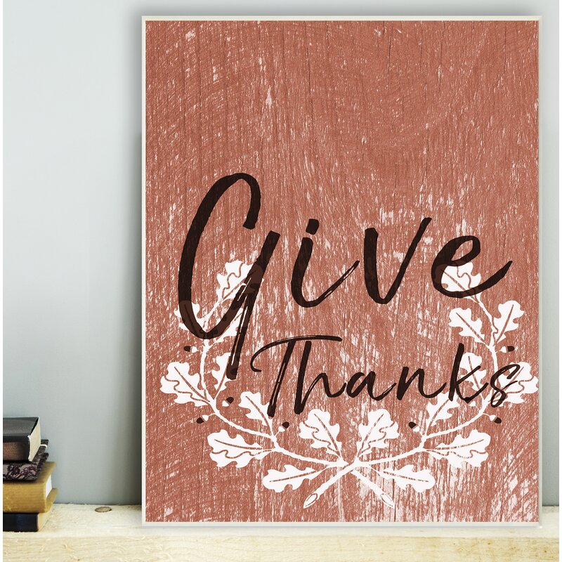 Give Thanks Oak Leaves by Daphne Polselli Textual Art