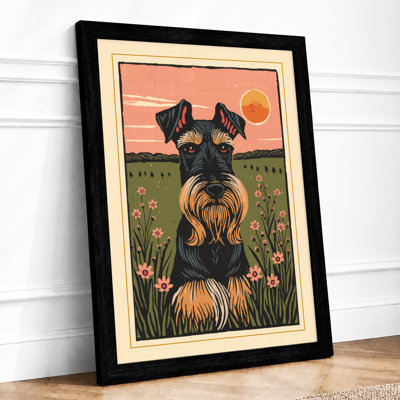 Schnauzer At Sunrise Rustic - Print