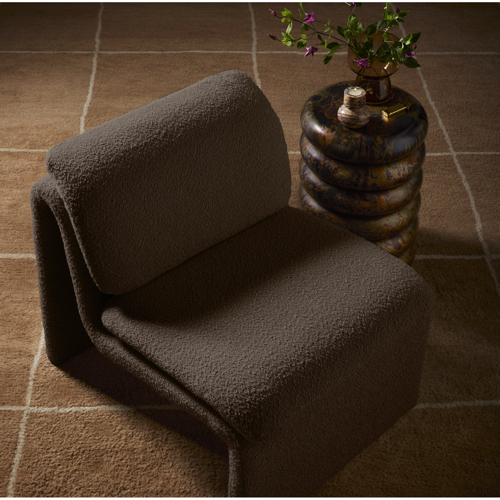Piara Upholstered Accent Chair, Dark Brown