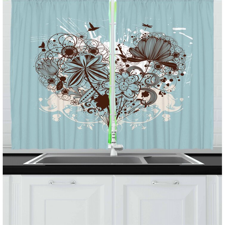 Floral 2 Piece Kitchen Curtain Set