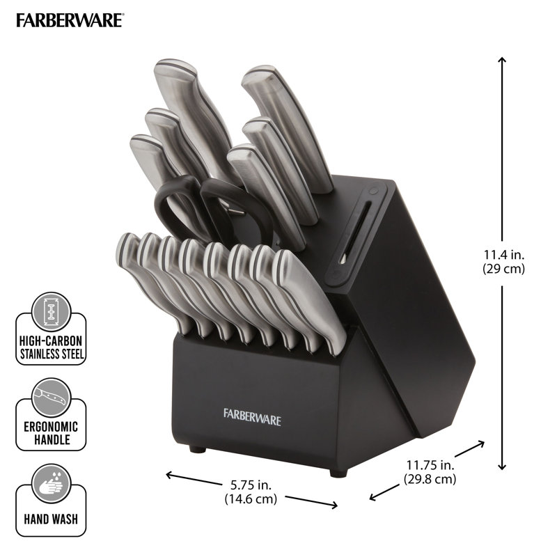 Farberware Farberware Edgekeeper 16-Piece Stainless Steel Knife Block Set with Built-In Sharpener