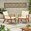 De 2 fauteuils club d'extérieur en bois avec coussins - aspect épuré, eau, conception à lattes ouvertes, l 25,52 x P 30,93, H 29,11, structure lourde beige, assise, capacité de 300 lb,