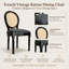 Ensemble de 2 chaises de salle à manger de style campagnard français, dossier en rotin, assise rembourrée, structure en bois massif