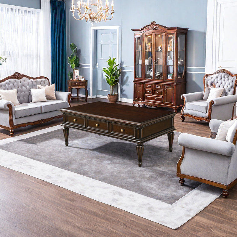 Solid Golden Rosewood Coffee Table, 21.25" H x 59.05" L x 33.46" W